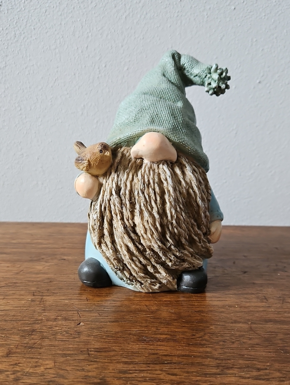 Gnome Figurine Holding A Bird - Home Art Décor